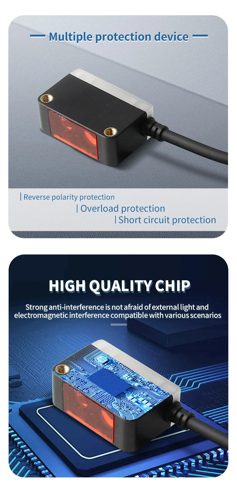 Background Suppression Infrared Photoelectric Sensor，Diffuse reflection, reflected light, lens reflection，30cm-2M，NO and NC，NPN