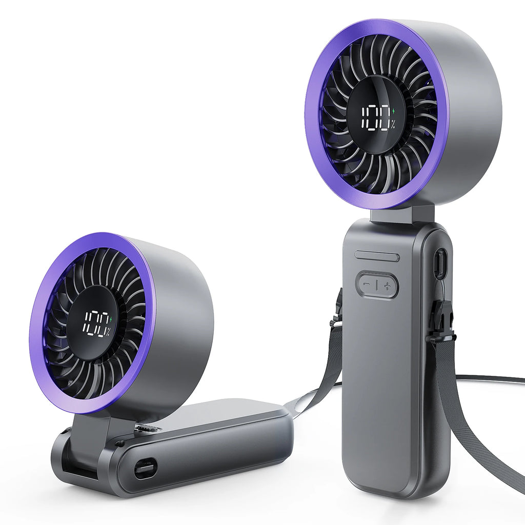 MUXNW 3 in 1 Portable Handheld Fan: Mini Personal Fan 3600mAh Rechargeable Foldable Turbo USB - Summer Beach Travel Cooling