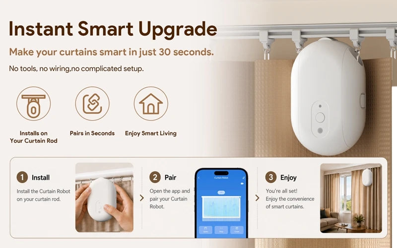 ORYZIC Tuya Zigbee Rechargeable Curtain Motor Pusher Robot Voice Control Works with Alexa Google Home