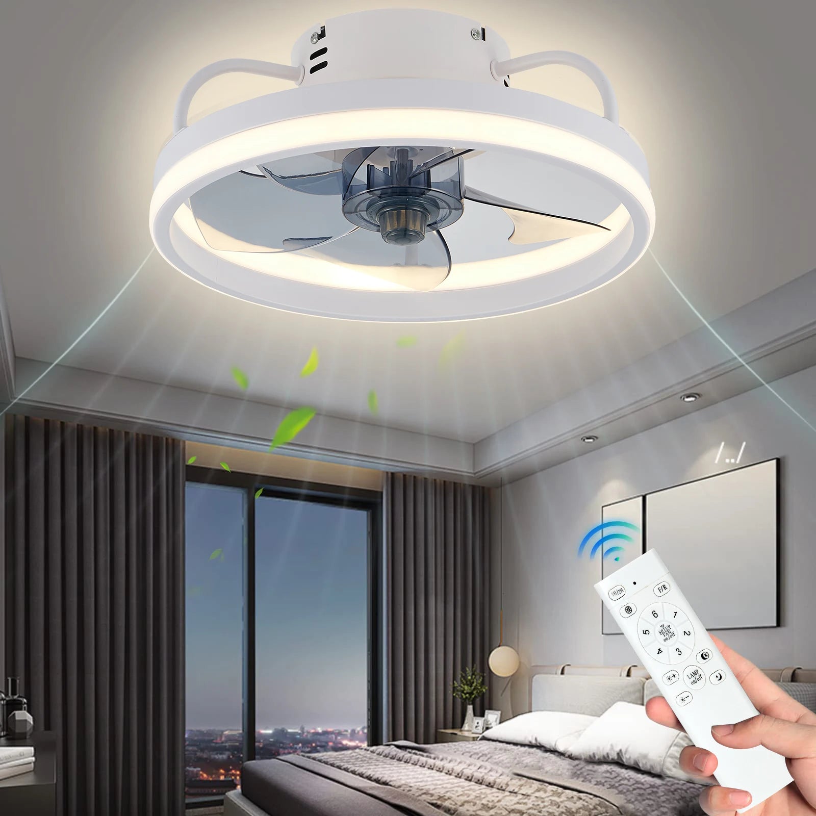 IRALAN  Ceiling Fan with Light Smart Silent Electric Fans lamp Modern 6 wind speed  Remote Control Bedroom Study Livingroom Home