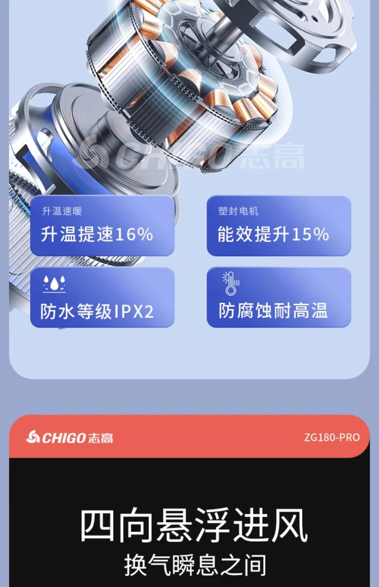 220V Chigo Smart Bathroom Heater and Integrated Ceiling Lighting Exhaust Fan - Double Swing Air Ventilation System