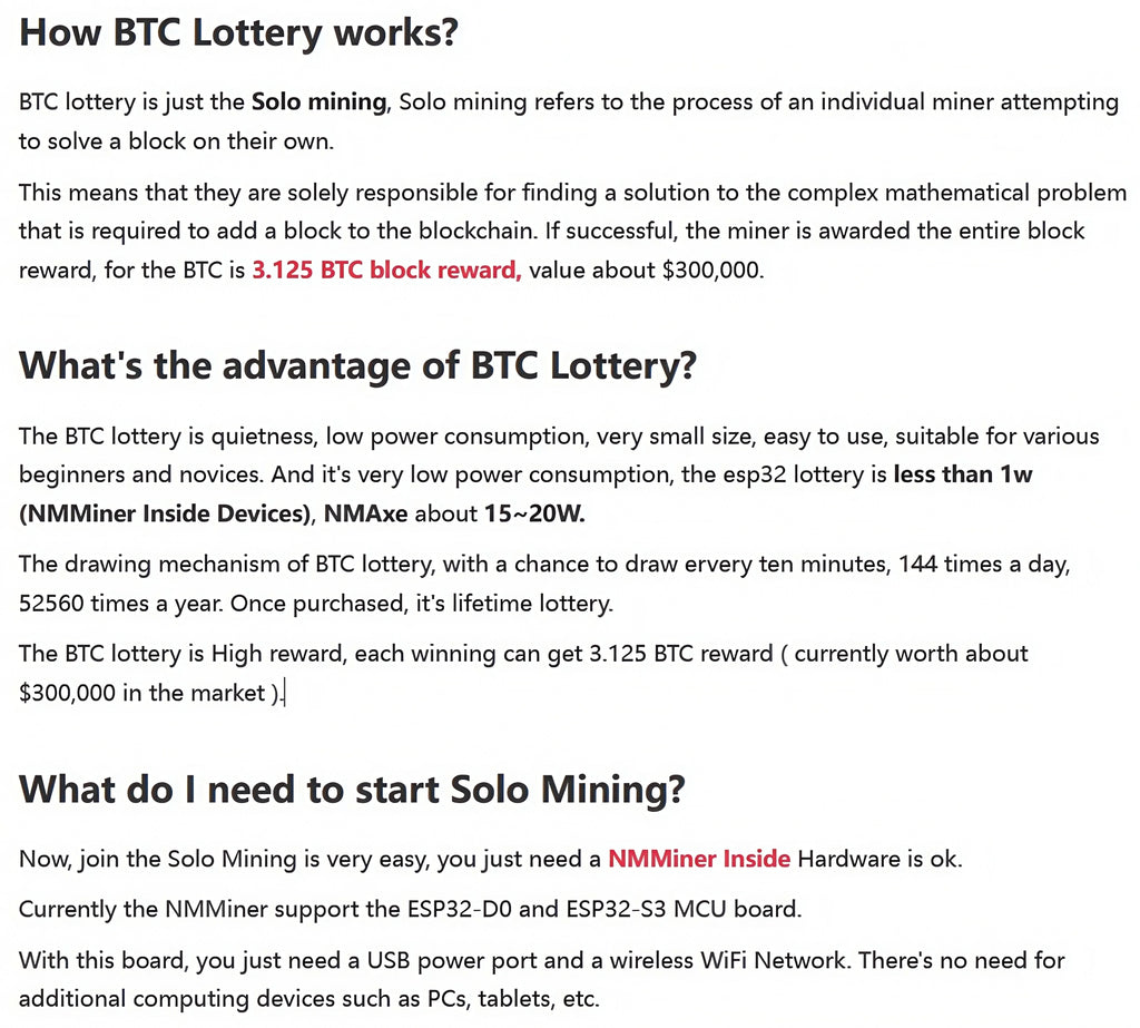 Lower Power Consumption BTC Solo Lottery Miner for computer nerd Smart TV Hashrate1060KH/s ESP32  gift home silent Desktop Clock
