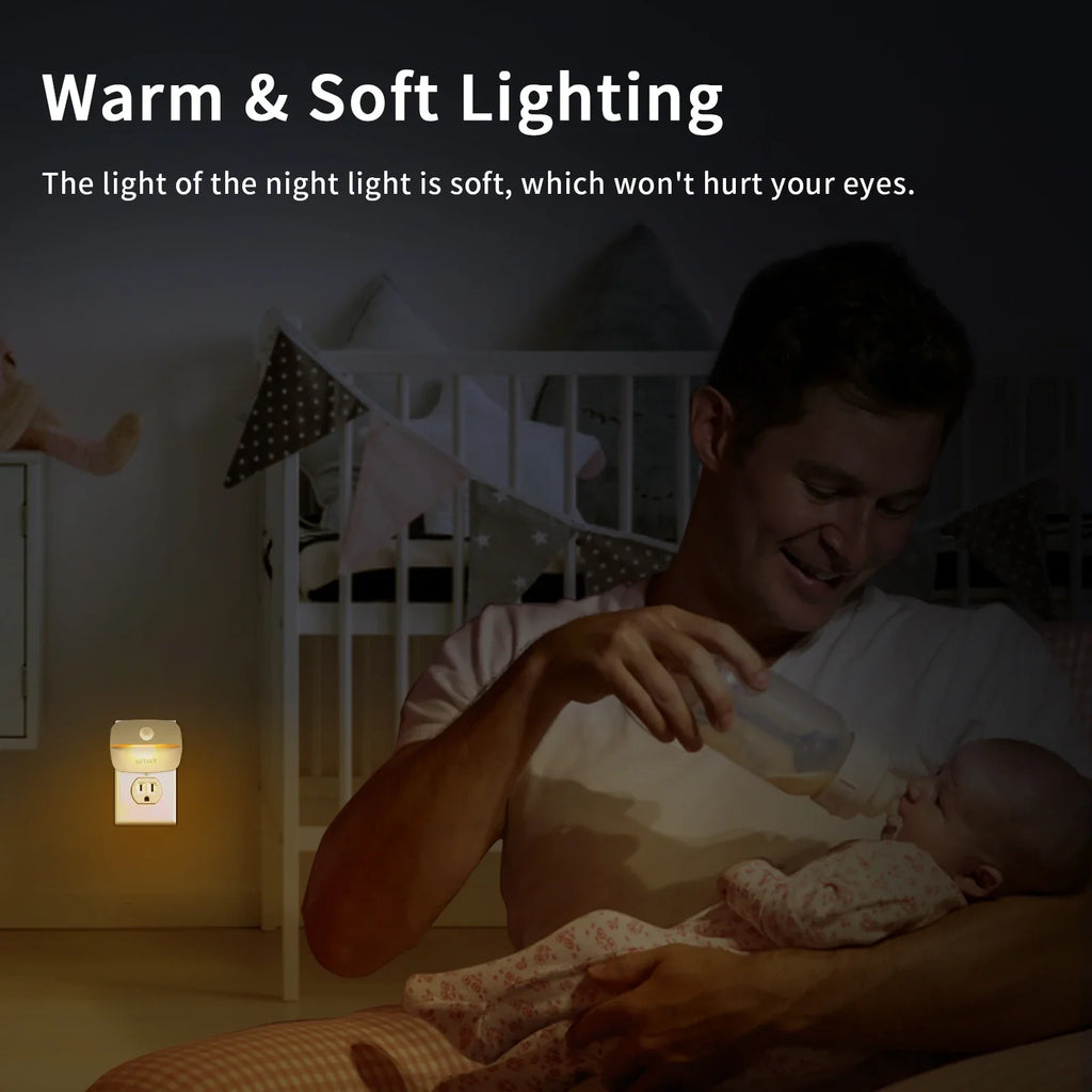 AC85-265V Led Night Light with Motion Sensor EU US Socket PIR Human Infrared Induction Lamp Plug in Wall Bedroom Hallway 3 Color