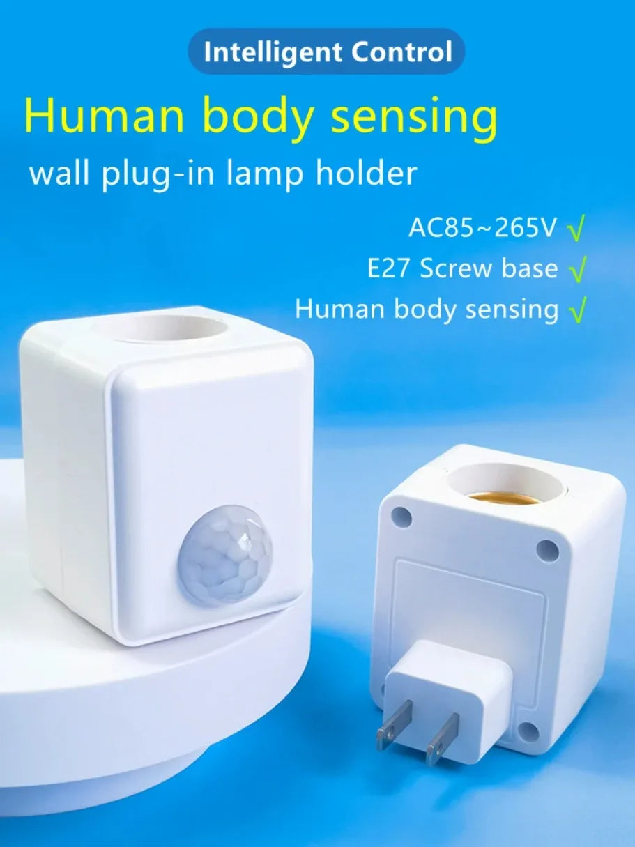 AC85-265V EU/US Plug E27 PIR Motion Sensor LED Switch Lamp Base Human Induction Light Bulb Holder Socket Adapter Converter