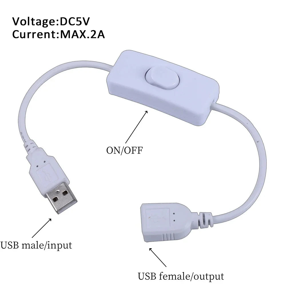 USB 5V 303 LED Switch USB cable switch cable ON OFF power device tool switch cable extension cable/extension switch Male Female