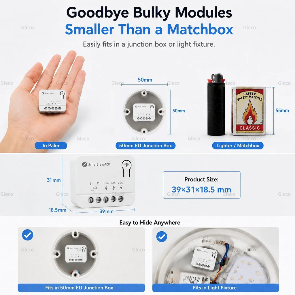Zigbee TUYA 1/2/3Gang Mini Smart Switch Module 10A/16A DIY Relay Switches Breaker Works With Alexa Google Home Assistant 2MQTT