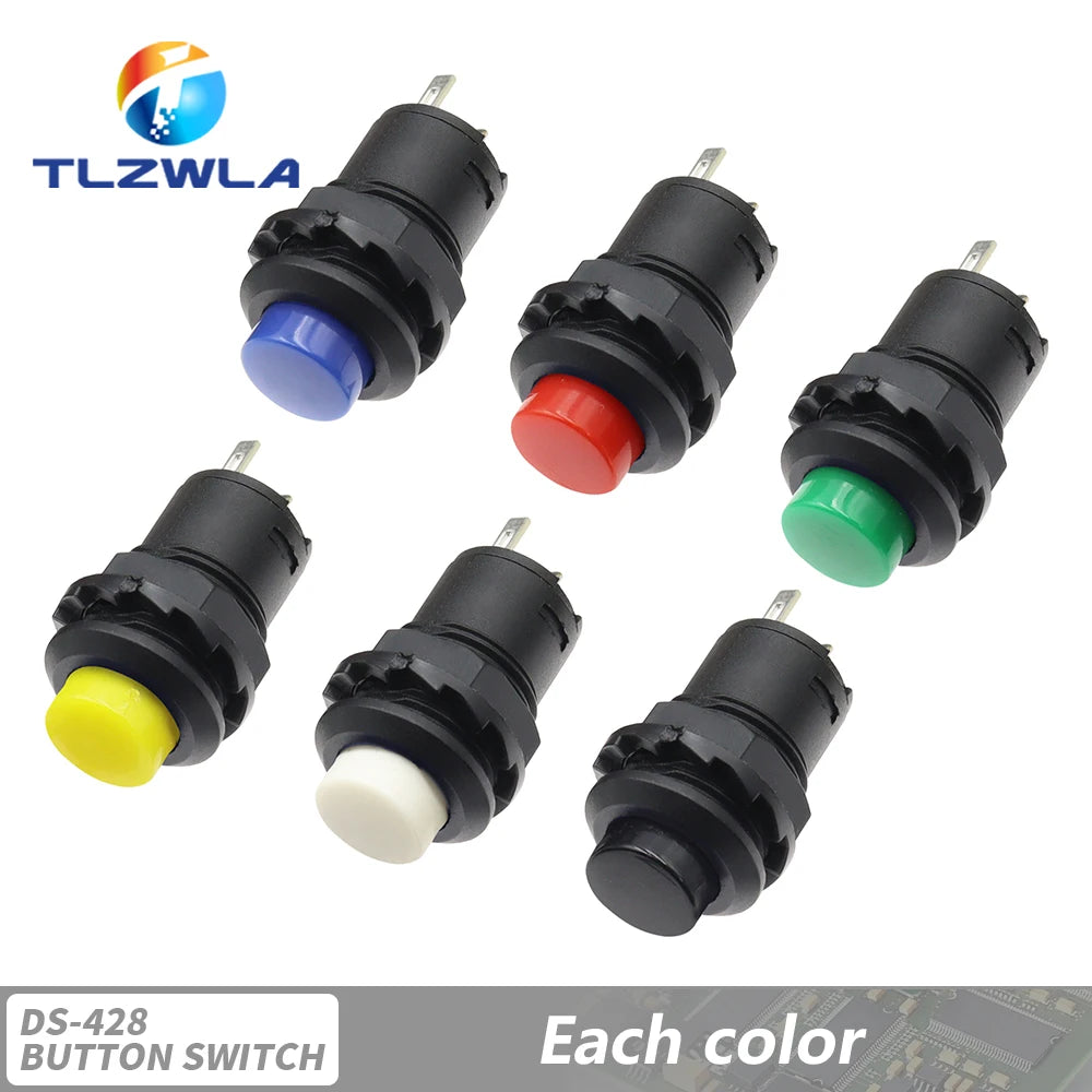 6PCS Self-Lock /Momentary Pushbutton Switches DS228 DS428 12mm OFF- ON Push Button Switch 3A /125VAC 1.5A/250VAC DS-228 DS-428