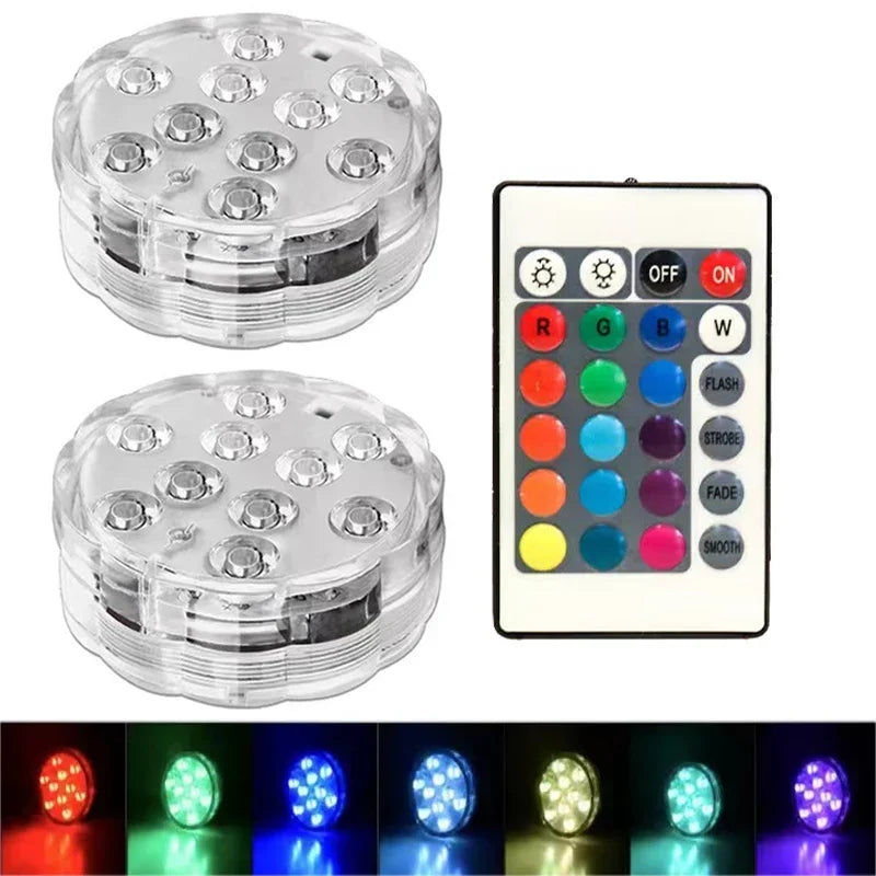 1-8 Pack Submersible LED Lights Waterproof Pool Light Underwater with 16 Colors, Remote Control for Aquarium,Vase, Bath,Hot Tub
