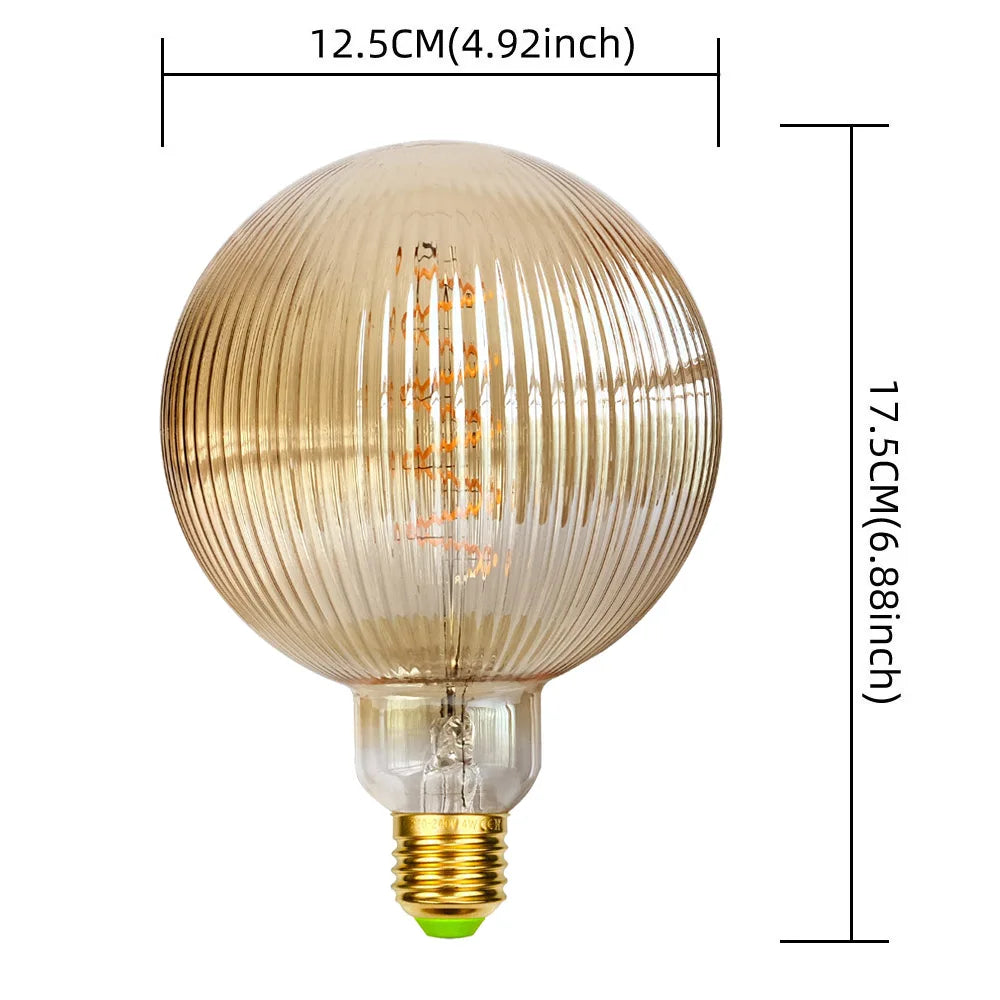 TIANFAN Edison Led Bulb E27 Fitting 4W Dimmable Ripple Glass Amber Color 2000Kevin Warm Speciatly Decorative Light Bulb