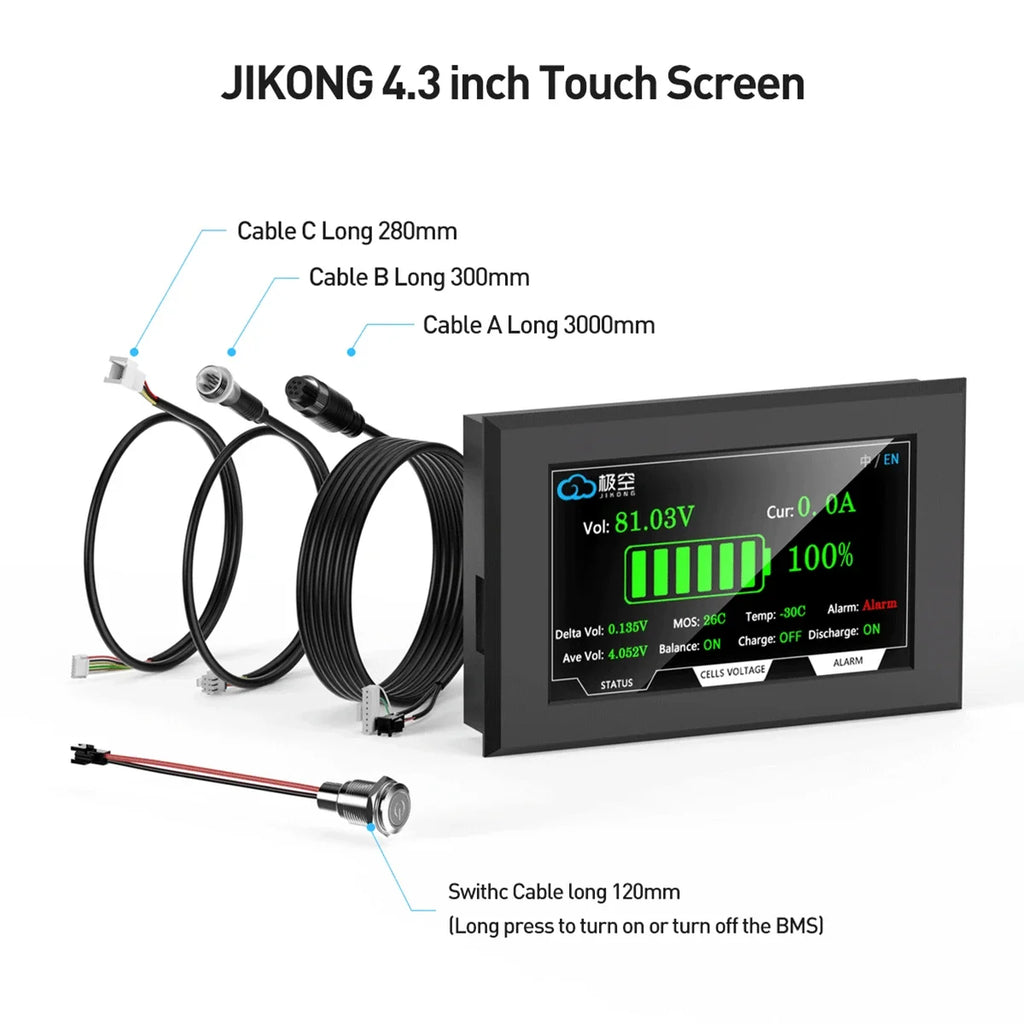 JK BMS Display 3.2 Inch 4.3 Inch LCD Touch Screen Monitor Intelligent Battery Indicator For All JIKONG Smart BMS