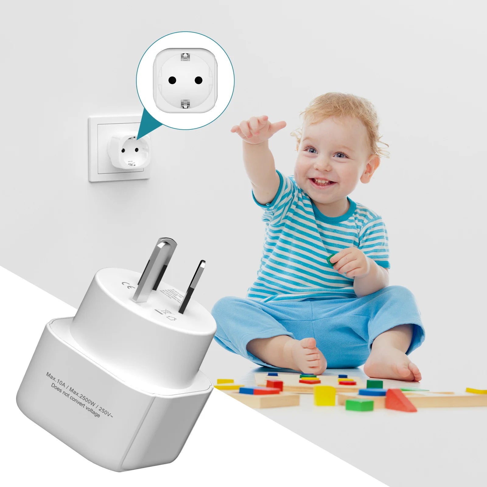 2/4pcs 3Pin AU NZ Power Plug Adapter EU to AU/NZ Plug Converter, New Zealand Australia Travel Plug Wall Plug Socket White