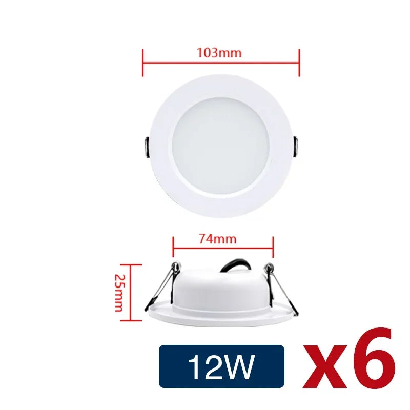 6Pcs LED Downlight AC110V 220V DC12V 24V Recessed Round Ceiling Dowm Light Indoor Bedroom for Home Decor Lighting LED Spot Lamp