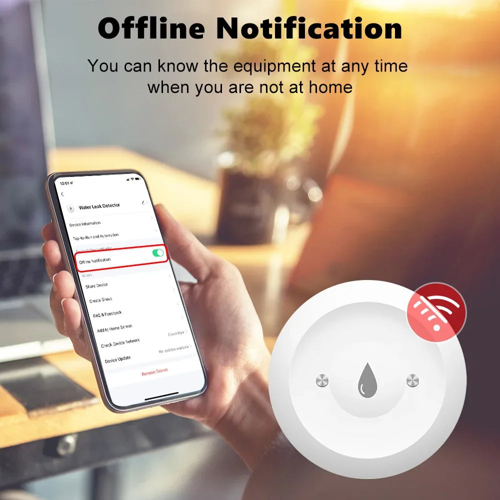 For Tuya Zigbee Water Leak Detector Smart Home Flood Sensor Real-Time Smart Life APP Alerts and Alarm History