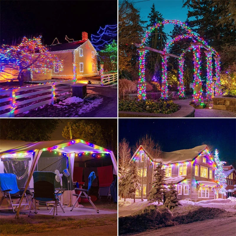 102M/52M/32m/22m/11m/7m Solar LED Light Outdoor Festoon Waterproof Garland String Lights Street Garland for Wedding Party Decor