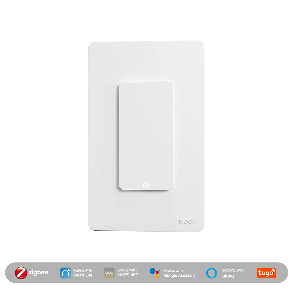 MOES Tuya ZigBee Smart Light Switch US Push Button Wall Switch Work With Alexa Google Home Neutral Wire/No Neutral Wire Required