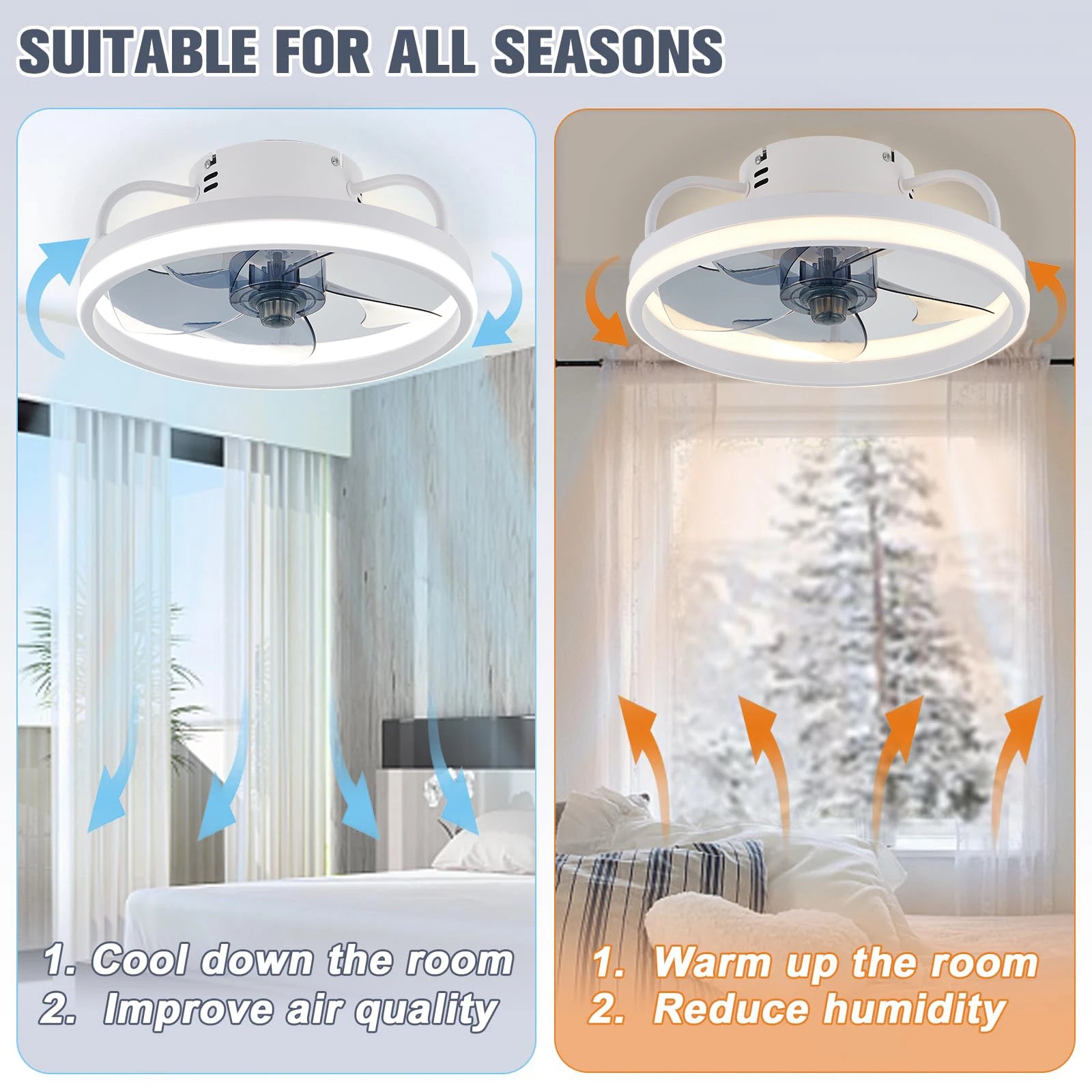 IRALAN  Ceiling Fan with Light Smart Silent Electric Fans lamp Modern 6 wind speed  Remote Control Bedroom Study Livingroom Home