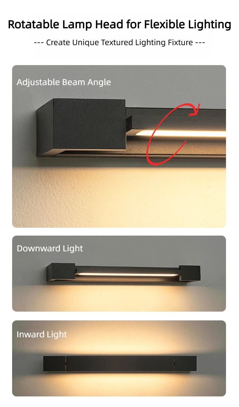 Latest 2026 Rotatable Adjustable LED Wall Lamp,IP65 Aluminum Long Strip Sconce for Bedroom Computer Room Villa Store Interior