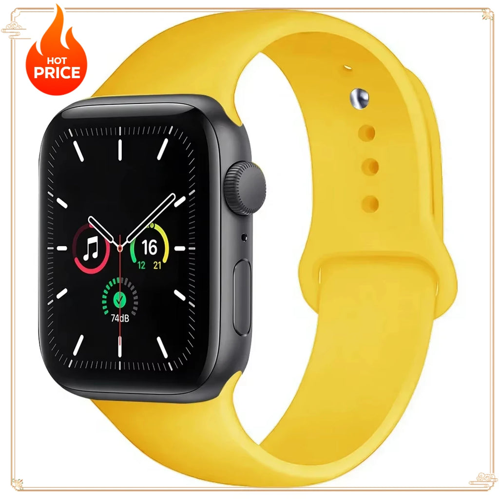 Original Silicone Strap for Apple Watch Band 38/40/41/42/44/45/46MM 49mm Bracelet for Iwatch Serie 10 9 7 4 5 6 8 SE Ultra 2 3