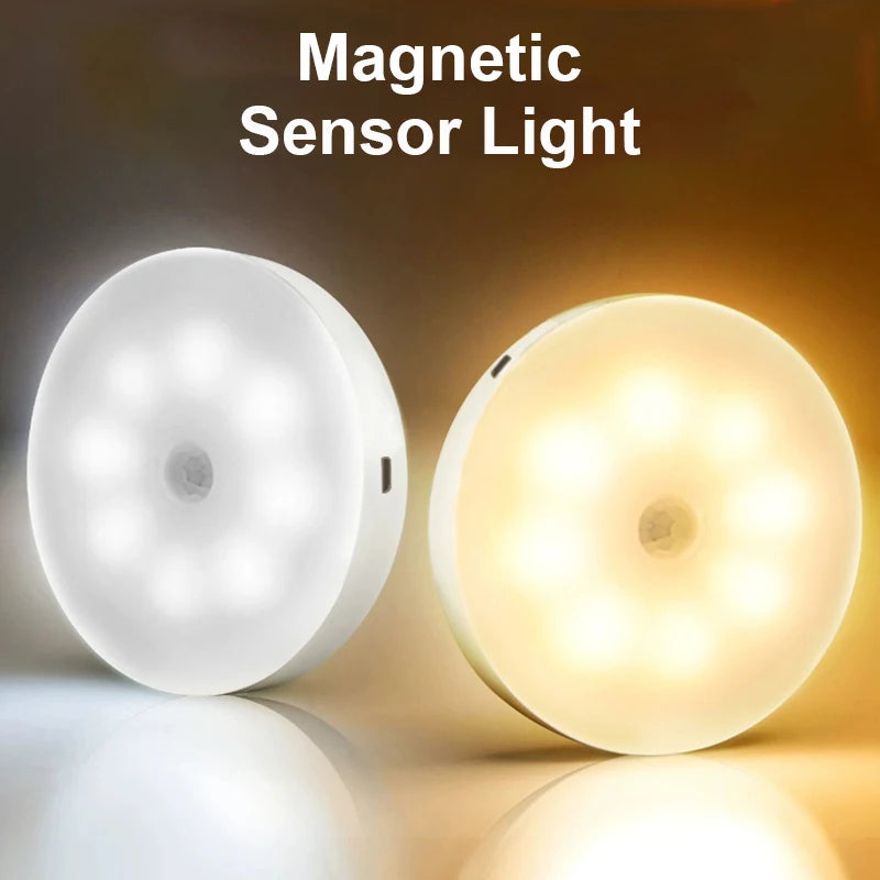 Smart Human Sensor LED Night Light USB Charging Wireless Magnetic Mount Emergency Auto Lighting Lamp for Home Office Hallway