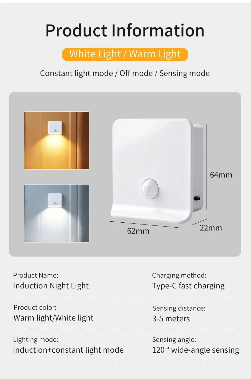 Motion Sensor Light Rechargeable Night Light Inductor Lights Kitchen Stairs Hallway Closet Bedroom Decoration Security Lighting