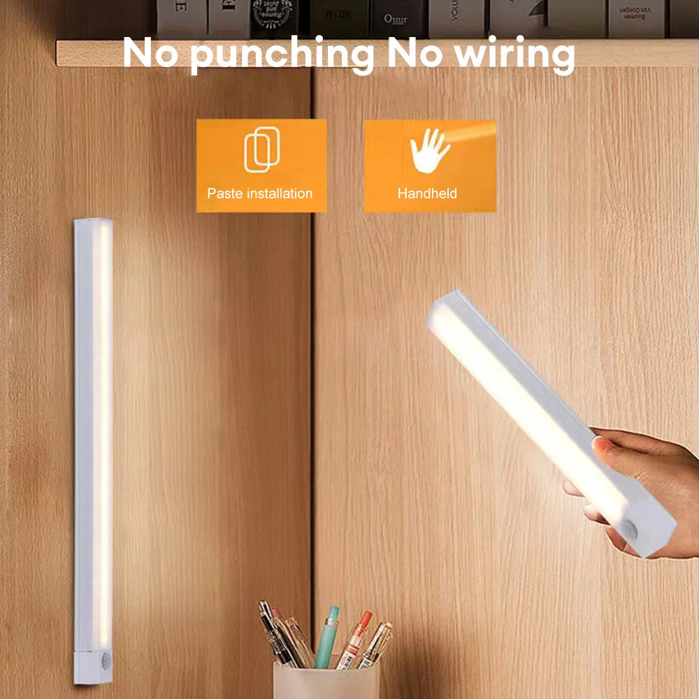 Motion Sensor Light Wireless Rechargeable LED Night Light Closet Cabinet Wardrobe Lamp Kitchen Staircase Backlight 10/20/30/50cm