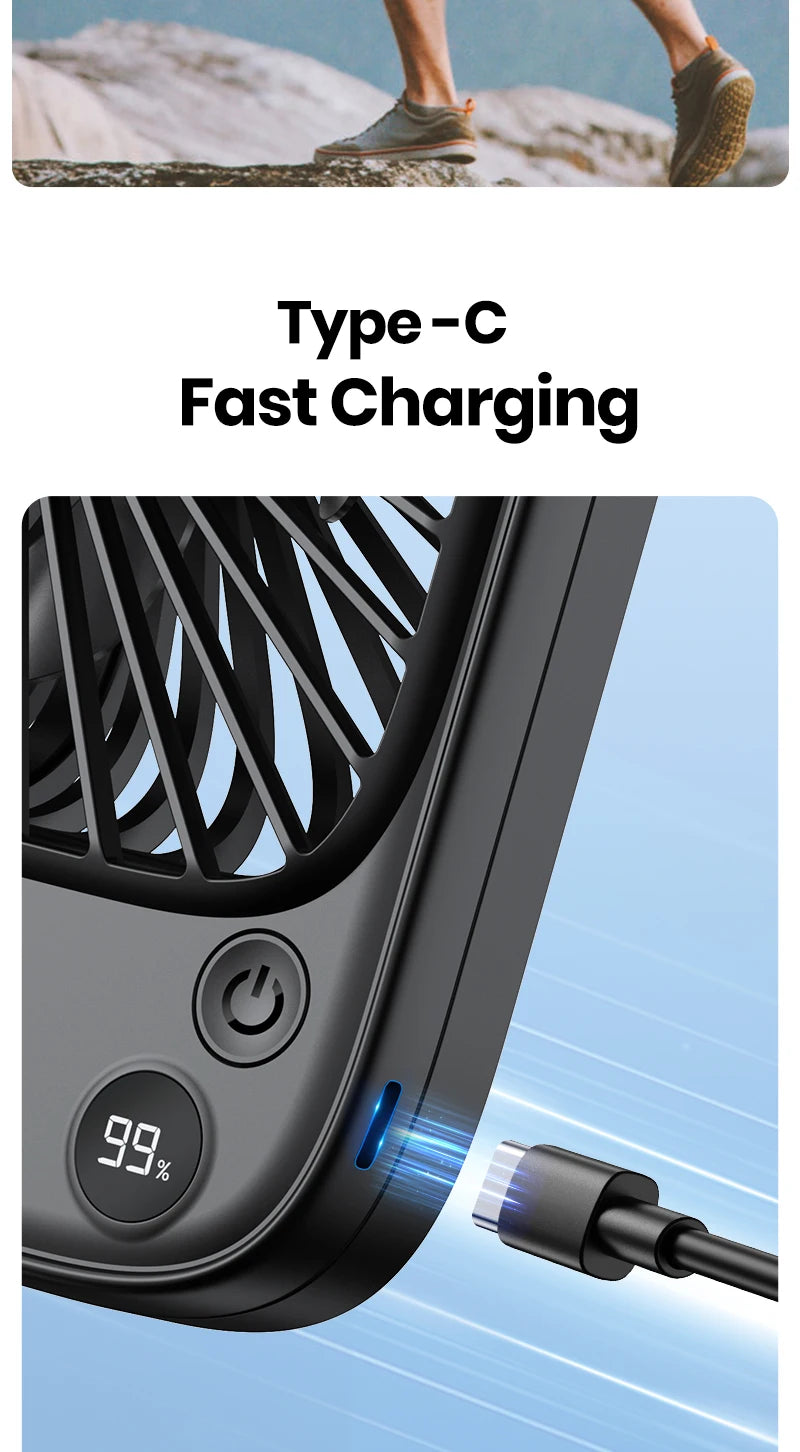 TOPK Rechargeable Portable Fan Electric Mini fan for Camping,4600mah Battery USB Desk Fan Small Silent Table Fans for Room Home