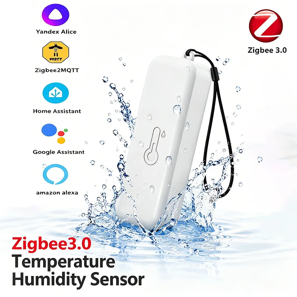 Zigbee 3.0 IP65 Waterproof Temperature Humidity Sensor Indoor Outdoor Compatible with Alexa Yandex Zigbee2MQTT Home Assistant