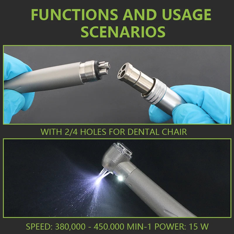 Dental LED High Speed Handpiece Dentist Tips E-Generator rotation Push Button Triple Water Ceramic Rotor Dentistry Sets