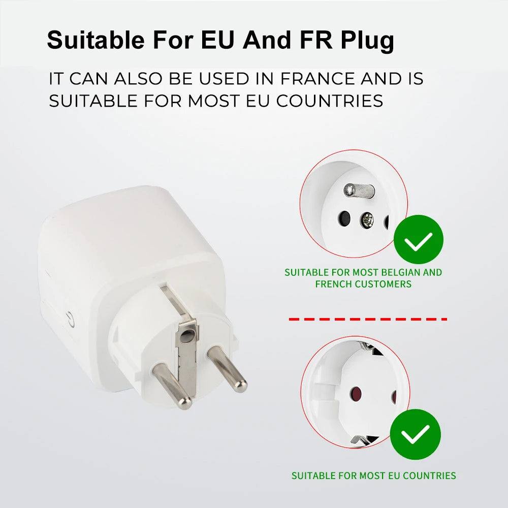 Home Assistant ZigBee Smart Plug 20A/16A EU Smart Socket with Power Monitor App Voice Control Works with Alexa Google Home Z2M