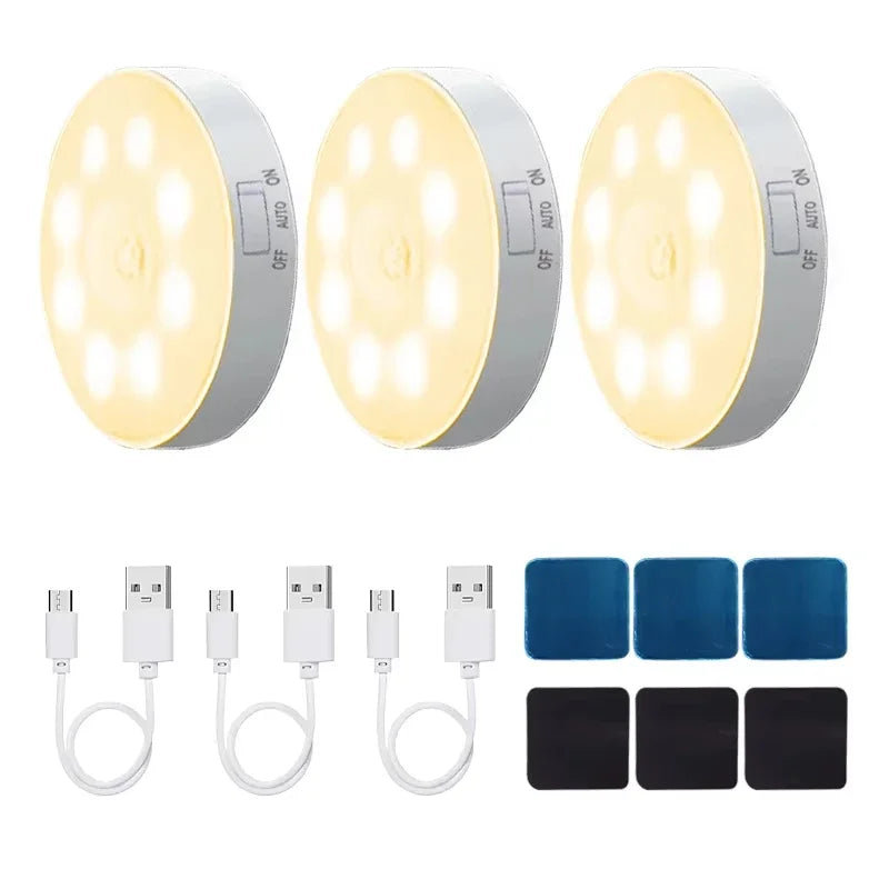 LED Human Body Induction Night Light 8LEDs USB Charging Smart Sensor Lamp Bedside Bedroom Home Corridor Lighting Mini Wall Lamp