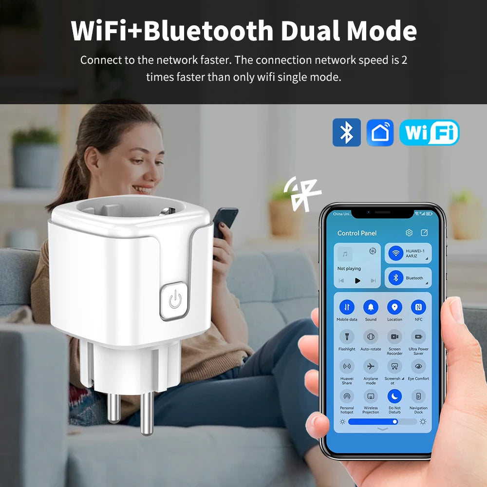 Ewelink Smart WiFi EU Plug With Power Monitoring Timing Function 16A/20A Socket Outlet Voice Works with Alexa Google Home Alice