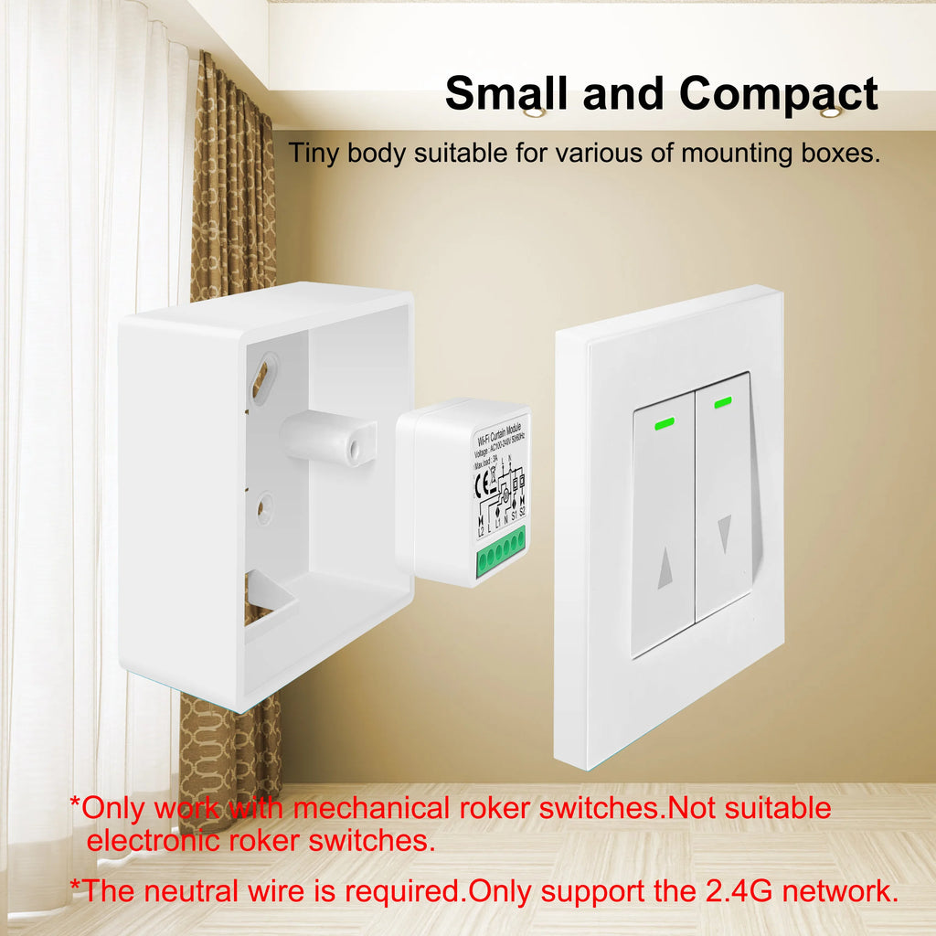 Matter Tuya WiFi Zigbee Mini Curtain Switch Interrupter Roller Shutters Smart Blind Breaker Module Work with  Alexa Google Home