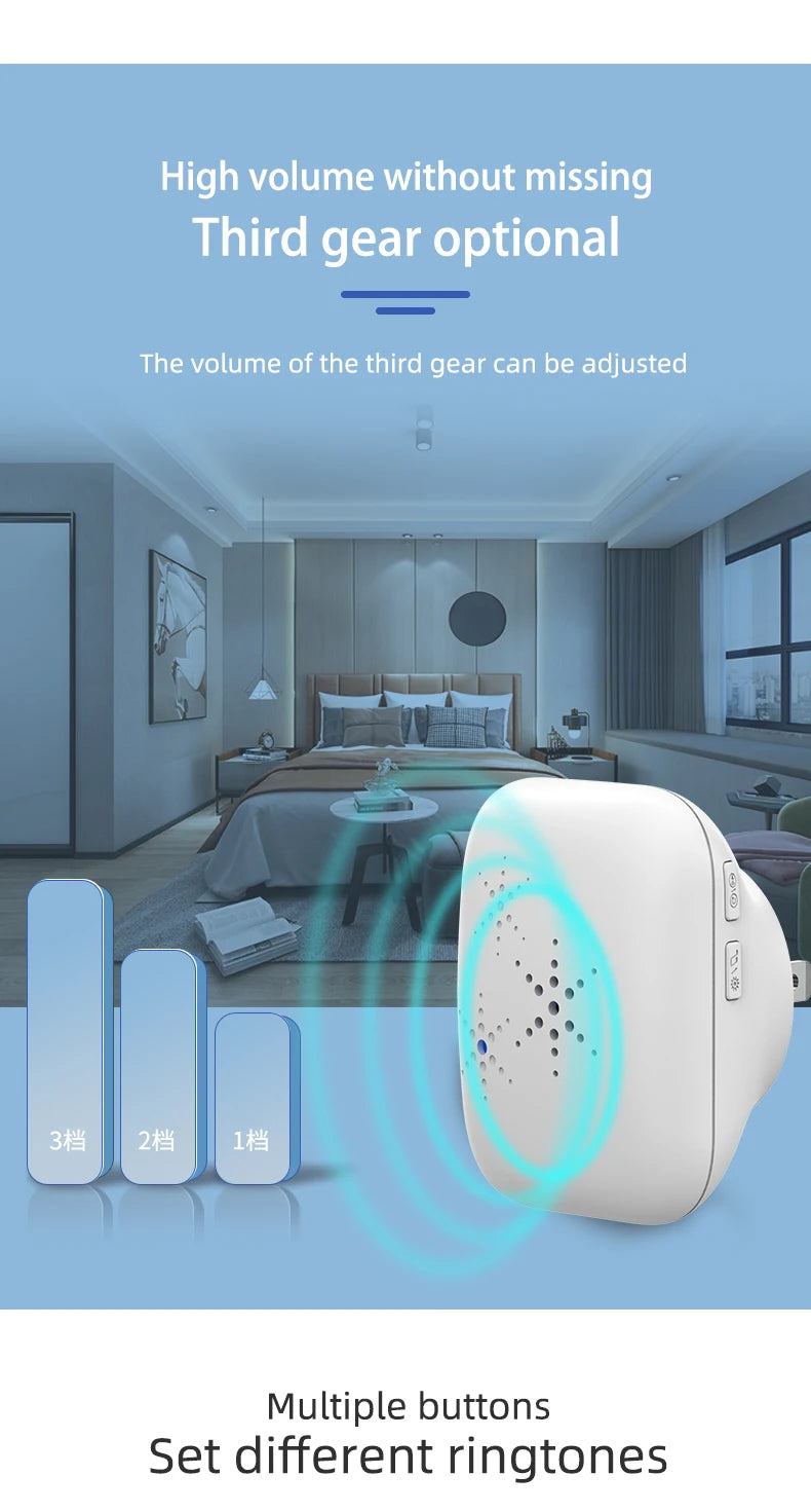 Wireless Doorbell - Home Ultra-Long-Distance Electronic Remote Control Digital Chime Doorbell - Child and Elderly Person Wireles