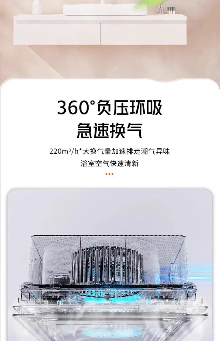 220V Intelligent Integrated Electric Heater with Ceiling Lighting for Bathroom - High-end Smart Heating Appliance Combo DAA