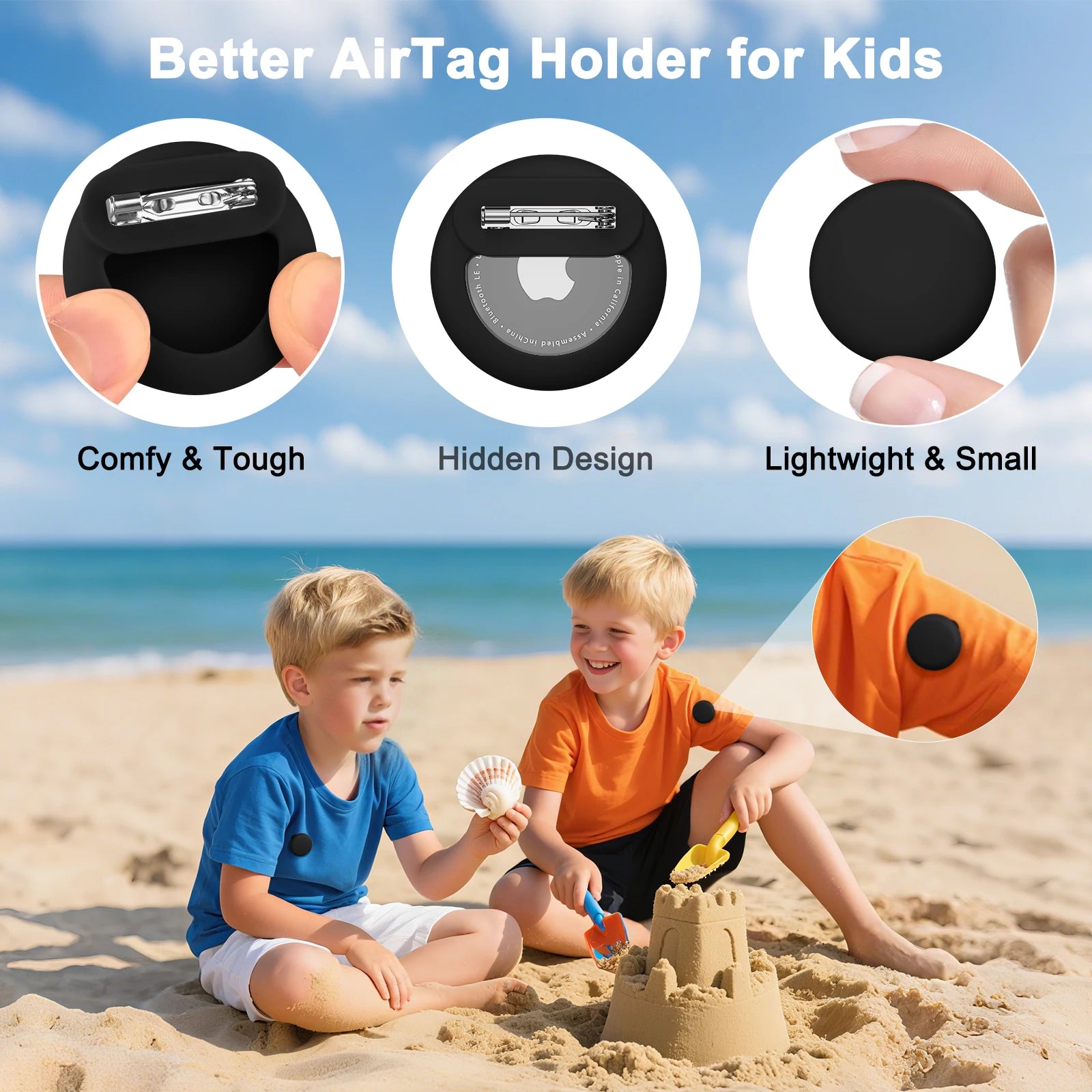 Silicone Holder for Apple Airtag Case with Safety Pin GPS Tracker Cover for Children Elderly Hidden Inside Clothes Shoe Backpack