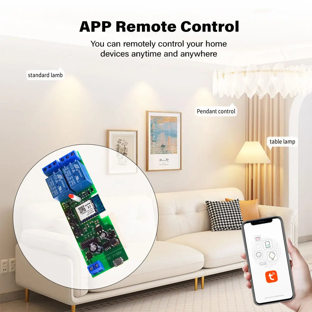 Tuya Wifi Smart Switch Electric Linear Actuator Motor Controller,DC AC 12V 24V 32V,110V 220V RF433 Remote,2CH Pulse Module Relay