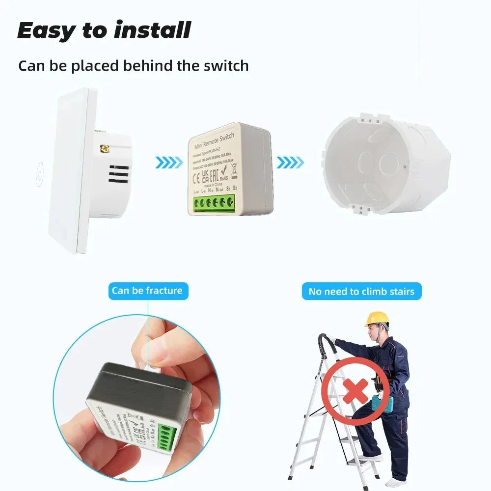 10A Relay Receiver Module Transmitter Light Switch Wireless Universal 433MHz Remote Control Switch for Smart Home LED Fan DIY