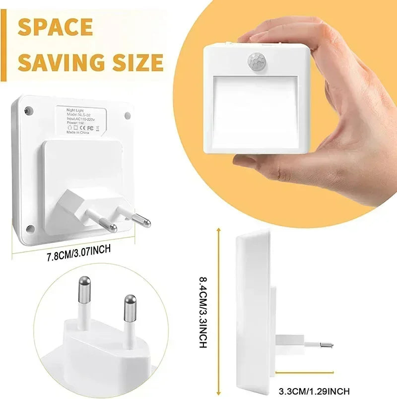 LED Night Light EU US UK AU Plug In Smart Motion Sensor Light Wall Lamp for Home Aisle Hallway Stair Kitchen Bedroom Night Lamp