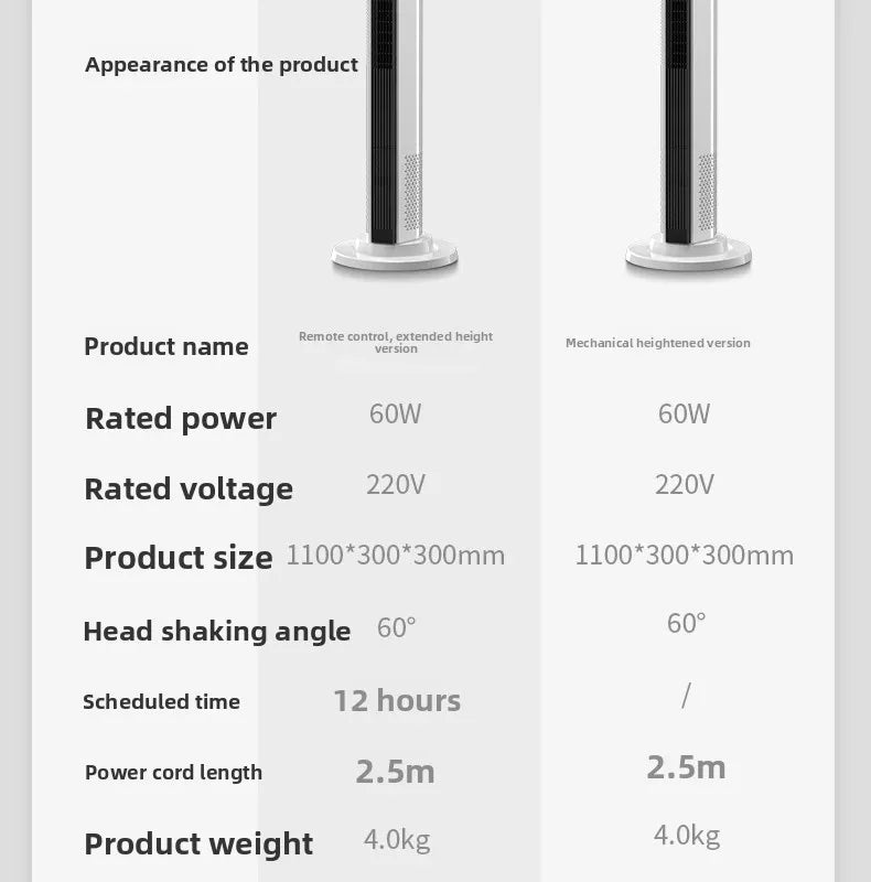 2026 New Upgrade Smart Temp-Control Bladeless Tower Fan With Remote 12H Timer LED Display-Low Noise For Home Oscillating Air Cir