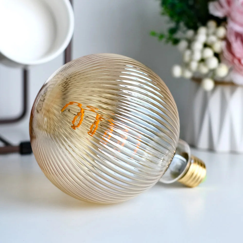 TIANFAN Edison Led Bulb E27 Fitting 4W Dimmable Ripple Glass Amber Color 2000Kevin Warm Speciatly Decorative Light Bulb