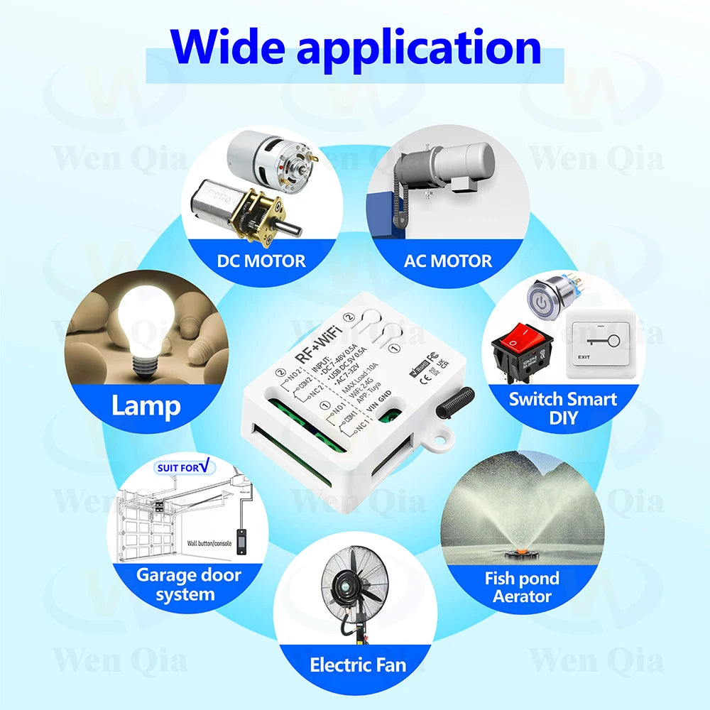 2CH Smart Light Switch Tuya,WiFi & RF Remote Control Module,USB 5V DC 12V 24V 48V,work with Alexa Google Home,for Lamp Fan Motor