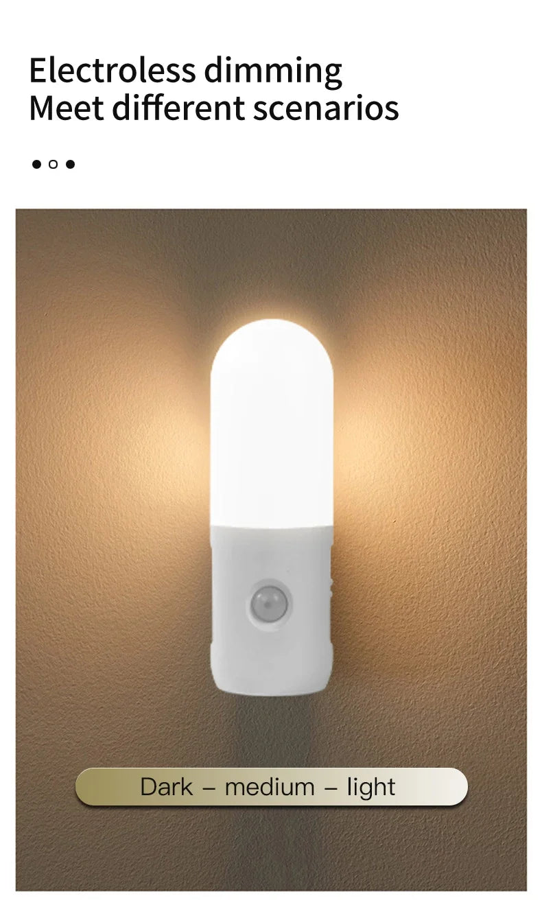 3 Colors Dimmable Spotlights 2 in 1 LED Night Light with Motion Sensor Rechargeable Magnetic Wall Lamp for Bedroom Hallway Stair