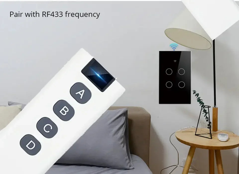 Tuya Smart Switches US Neutral Wire/No Neutral Wire Required 1/2/3/4 Gang WiFi Touch Light Switch Work with Alexa Google Home