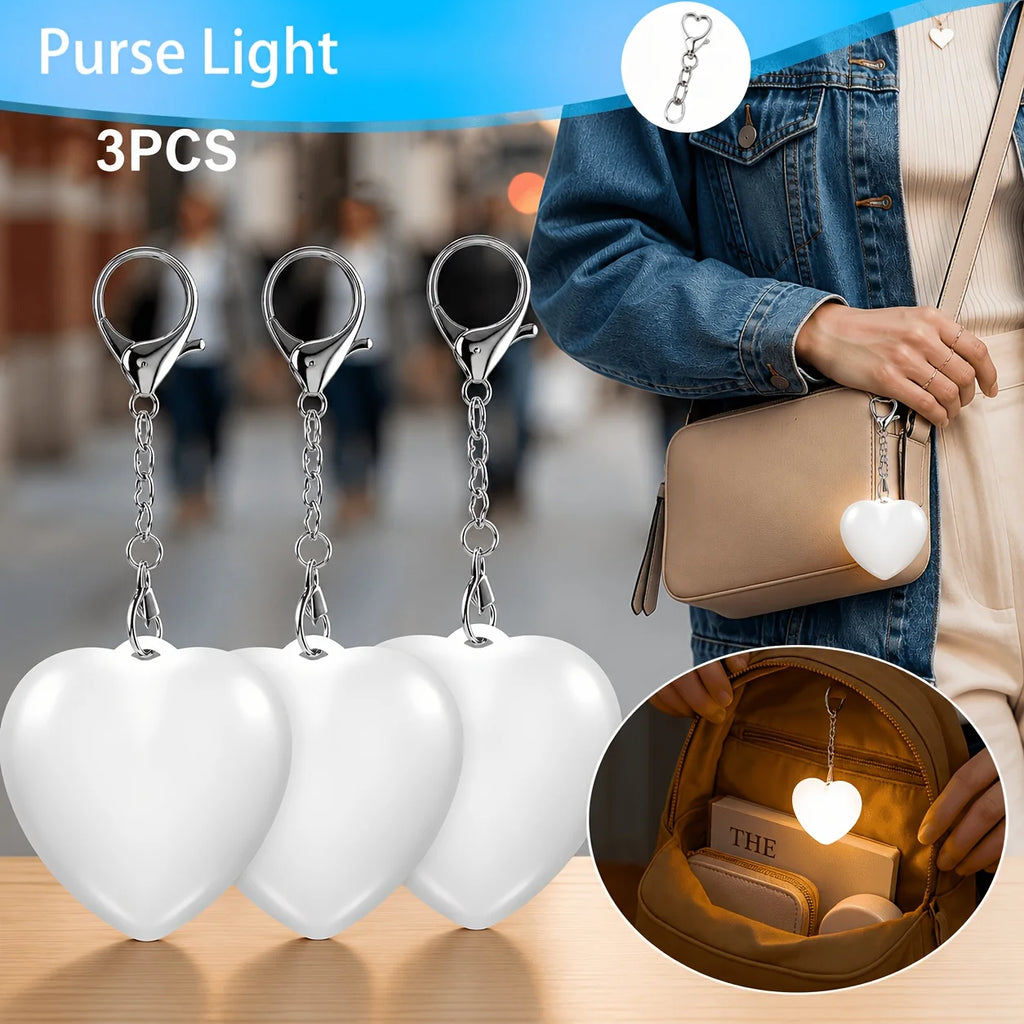 3pcs Purse Light, LED Night Light with Auto Sensor & Touch Control, USB Rechargeable, Portable Mini Light for Handbag Backpack W