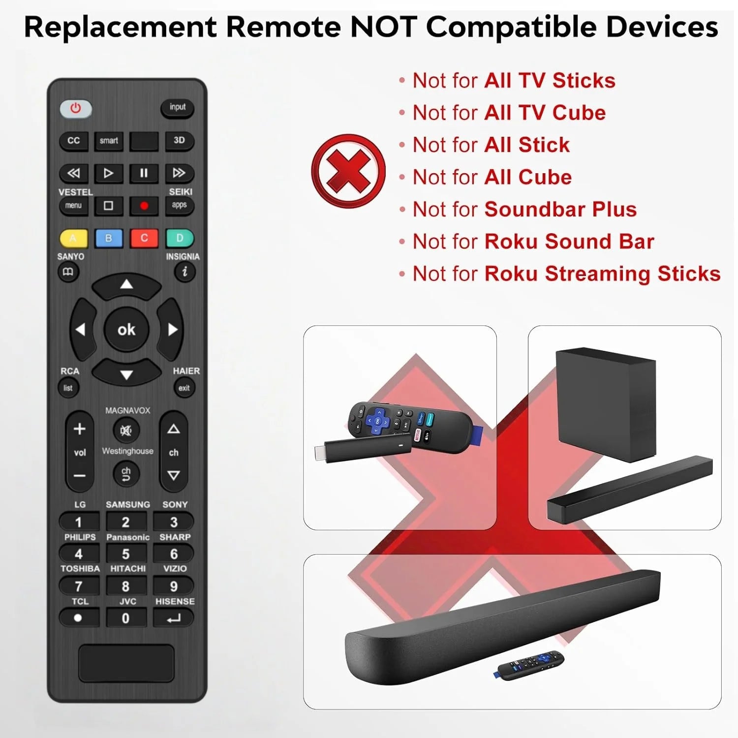 Universal G006 TV Remote Repacement Control for LG and many brands