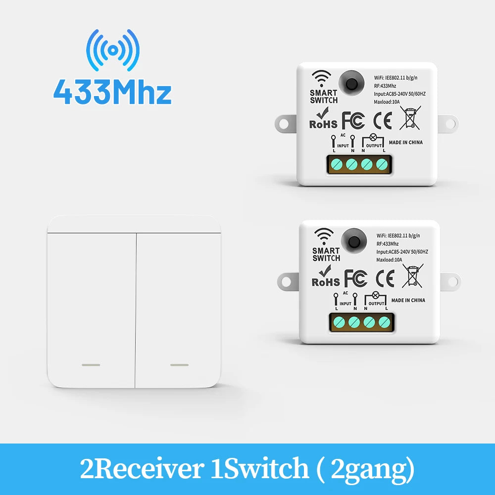 SIXWGH Wireless Light Switch Set 1/2/3Gang 433Mhz Push Button Home Remote Controller 10A 110V 220V For Led Light Lamp