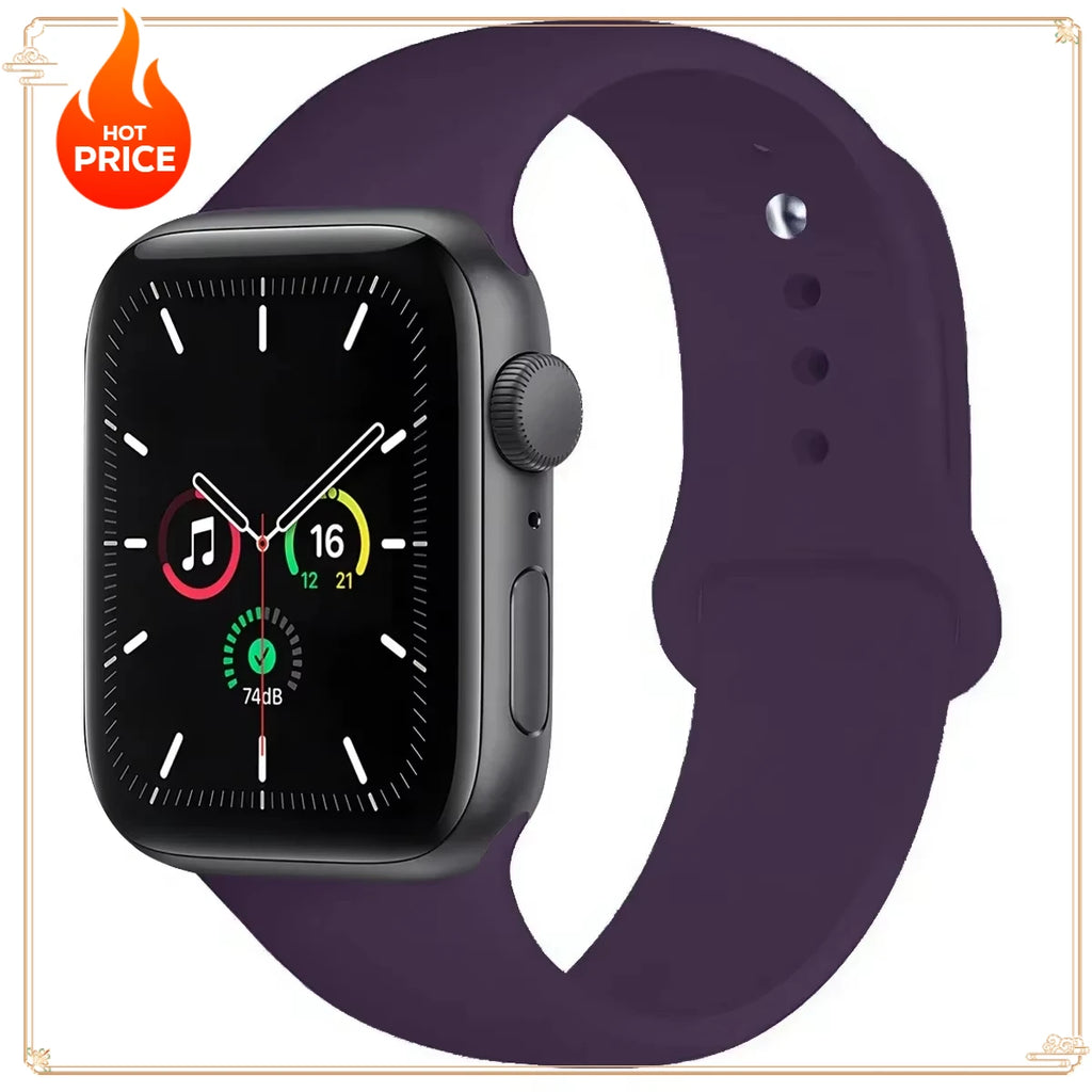 Original Silicone Strap for Apple Watch Band 38/40/41/42/44/45/46MM 49mm Bracelet for Iwatch Serie 10 9 7 4 5 6 8 SE Ultra 2 3