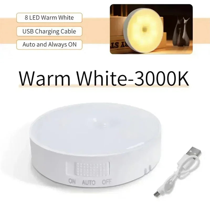 Motion Sensor Light Indoor USB Rechargeable Night Lights, Long Last Battery Wireless Magnetic Nightlight for Closet, Stairs