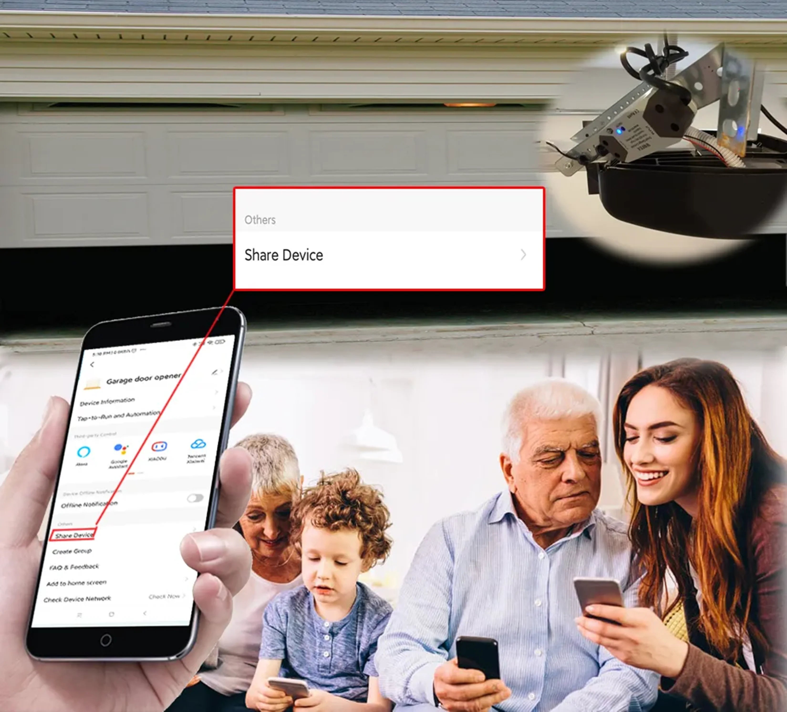 Smart Garage Door Opener Remote Control via Mobile Phone with Tuysmart Smartlife APP One Step Transformation for Smart Home Aut