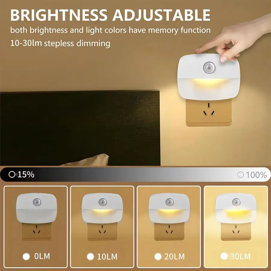 EU Plug Night Light PIR Sensor Automatic Sensor On/Off Bedside Light For Bedroom Washroom Children's Room Closet Night Lighting